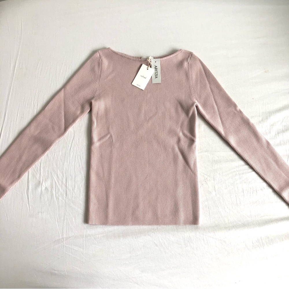 Aritzia Wilfred Bow Pink Sweater